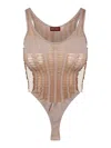 Diesel 'm-calimera' Beige Dress With Insert Design And Second Skin Effect In Beige