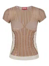 Diesel Contoured Knitwear Top With Modern Aesthetic In Beige