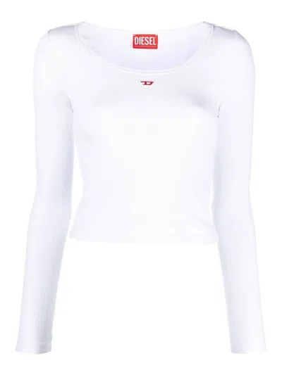 Diesel Ribbed Logo-patch Top In White