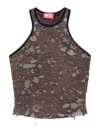 Diesel Tank Top In Destroyed Jersey In Brown