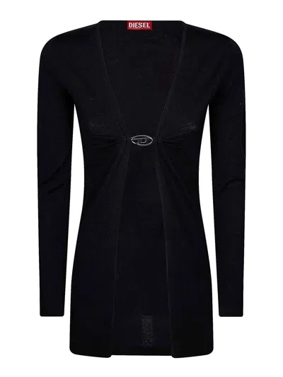 Diesel Long-sleeved Black Top With Unique Front Closure