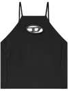 Diesel T-wilight Black Top With Halterneck And Oval D Logo Plaque On The Front In Wool Blend Woman