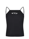 Diesel T-wilight Black Top With Halterneck And Oval D Logo Plaque On The Front In Wool Blend Woman