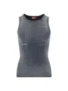 Diesel Ribbed Sleeveless Tank Top With Faded Effect In Blue