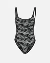 Diesel Megan Lace Bodysuit With Deep Back In Gray