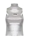 Diesel M-onervax Metallic Effect Tank Top Tank Top In 666 - Misty Rose