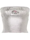 Diesel Ribbed Metallic Strapless Top In Silver