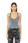 Diesel Ribbed Racerback Top With Button Opening In Blu
