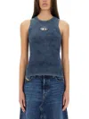 Diesel Ribbed Sleeveless Top With Distinctive Logo Detail