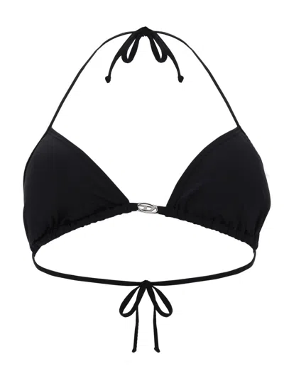 Diesel Top Bikini In Nylon Con Chiusura A Laccetti In Black