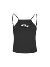 Diesel T-wilight Black Top With Halterneck And Oval D Logo Plaque On The Front In Wool Blend Woman In Black