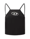 Diesel T-wilight Black Top With Halterneck And Oval D Logo Plaque On The Front In Wool Blend Woman In Black