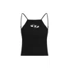 Diesel T-wilight Black Top With Halterneck And Oval D Logo Plaque On The Front In Wool Blend Woman In Black