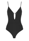 Diesel Logo Jewel Plunge Bodysuit In Black