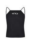 Diesel T-wilight Black Top With Halterneck And Oval D Logo Plaque On The Front In Wool Blend Woman In Black