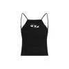 Diesel T-wilight Black Top With Halterneck And Oval D Logo Plaque On The Front In Wool Blend Woman In Black
