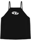 Diesel T-wilight Black Top With Halterneck And Oval D Logo Plaque On The Front In Wool Blend Woman In Black