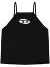 Diesel T-wilight Black Top With Halterneck And Oval D Logo Plaque On The Front In Wool Blend Woman In Black