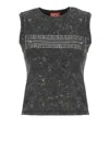 Diesel Sleeveless Top With Zip Detail In Black