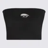 Diesel Ribbed Viscose Cropped Top M-clarksvillex In Black