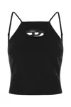 Diesel Women Black Stretch Polyester Blend T-wilight Top In Black