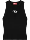 Diesel 'm-caddix' Black Top With Oval D Logo Plaque On The Front