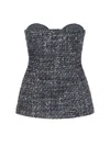 Diesel Fitted Strapless Top With Textured Boucle In Black