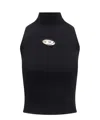 Diesel Black Tank Top With D Logo Cut-out In Black