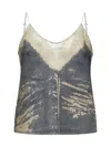 Diesel Dévoré Denim De-tre Top In Blue