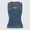 Diesel M-anchor-a-sl Ribbed Cotton Tank Top In Gray