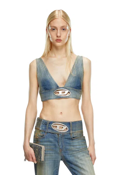 Diesel Top Bralette In Denim Streaky In Blue