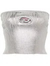 Diesel Ribbed Metallic Strapless Top In Silver