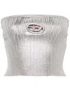 Diesel Ribbed Metallic Strapless Top In Silver