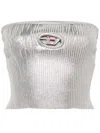 Diesel Ribbed Metallic Strapless Top In Silver