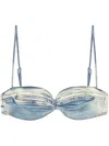 Diesel Ruffle Denim Top Adjustable Straps In Blue
