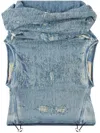 Diesel Tank Top In Cotton With Distressed Effect In Blue