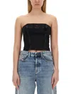 Diesel De Ville Strapless Denim Top In Black