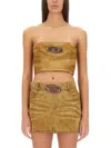 Diesel Beige Solid Strapless Top In Beige