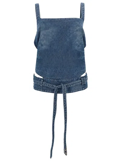 Diesel De-sayra Cropped Denim Square Top In Blue