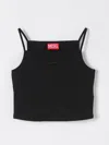 Diesel Top Smanicato Con Logo Oval D In Strass In Black
