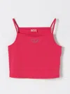 Diesel Sleeveless Top With Rhinestone Oval D Logo In Fuchsia