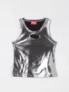 Diesel Sleeveless Top With Metallic Finish In Silver