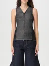 Diesel Zipped Top In Denim And Corduroy In Black