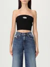Diesel M-clarksvillex Black Stretch Ribbed Jersey Bandeau Top In Black