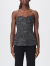 Diesel Fitted Strapless Top With Textured Boucle In Black