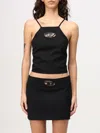 Diesel T-wilight Black Top With Halterneck And Oval D Logo Plaque On The Front In Wool Blend Woman In Schwarz
