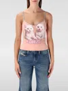 Diesel T-top R2 Cats Pink Cotton Jersey Tank Top In Pink
