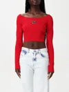 Diesel Red Top Cropped M-vera-ls In Red