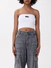 Diesel Ribbed Tube Top With Stylish Logo Plaque In White