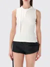 Diesel Sleeveless Ribbed Zip-front Top With Tie Strap In White